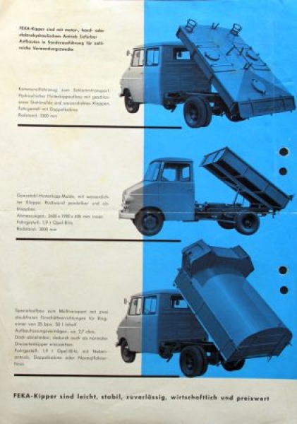 Opel Blitz Truck Feka-Kipper Specialbody 1962 Truckbrochure (4585)